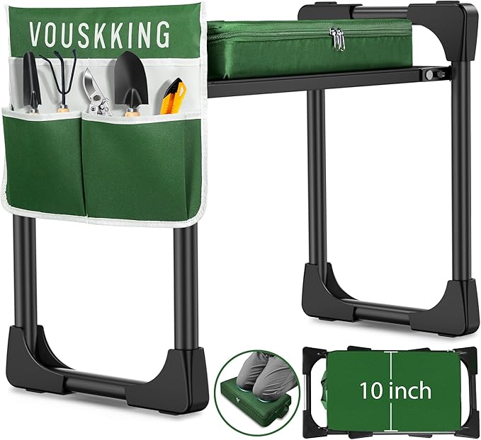 Foldable Garden Kneeler and Seat, Patented Thicker Wider Softer Kneeling Pad with Magnetic Stripe, 350lbs Heavy Duty Durable Garden Stool with Tool Bag, Gardening Gift for Women and Men