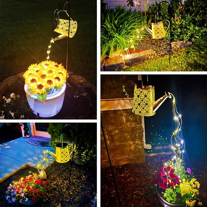 VOOKRY Solar Watering Can Lights, Large Retro Metal Hanging Solar Lights Outdoor Waterproof, Gardening Gifts for Mom Grandma Women Birthday, Garden Decor Yard Light Outside for Porch Landscape Patio