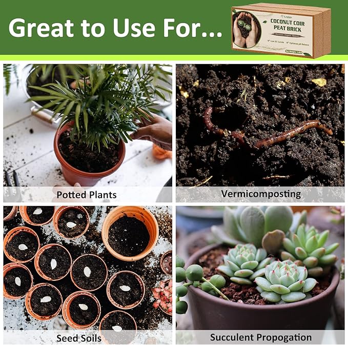 Legigo 6 Pack Premium Coco Coir Brick for Plants- 100% Organic Compressed Coconut Coir Bricks Starting Mix, Coco Coir Fiber Coconut Husk for Planting, Gardening, Potting Soil Substrate, Herbs