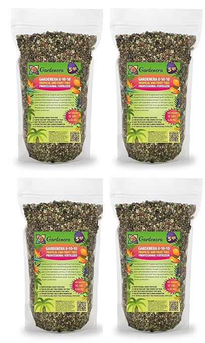 Premium 8-10-10 Fertilizer for Palm Trees, Citrus Plants and Other Tropical Plants by Gardenera - Boost Biomass and Enhance Leaf Color - 20 Quart