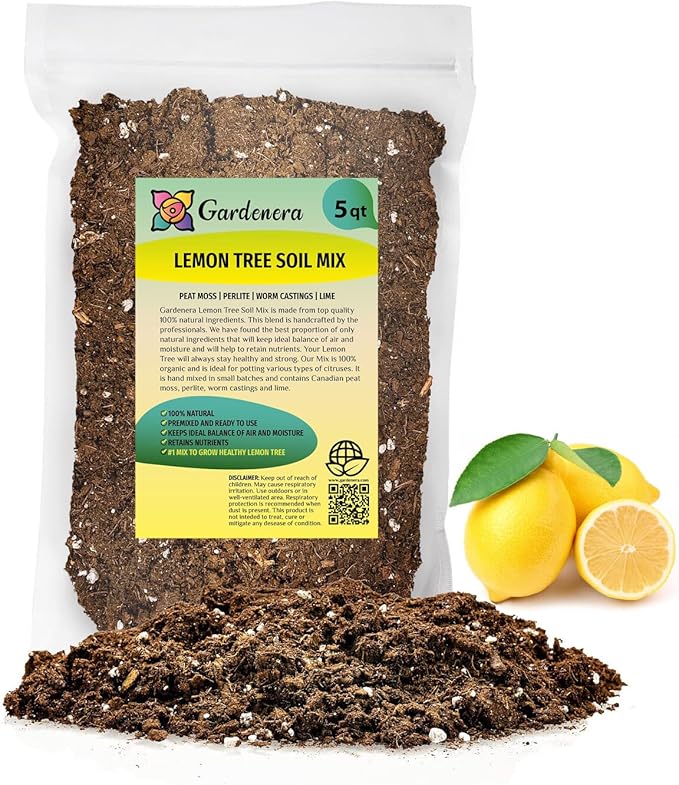 Expert Lemon Tree Potting Mix - Perfect for Growing Healthy, Beautiful Citrus Limon Trees - [5 Quart Bag]