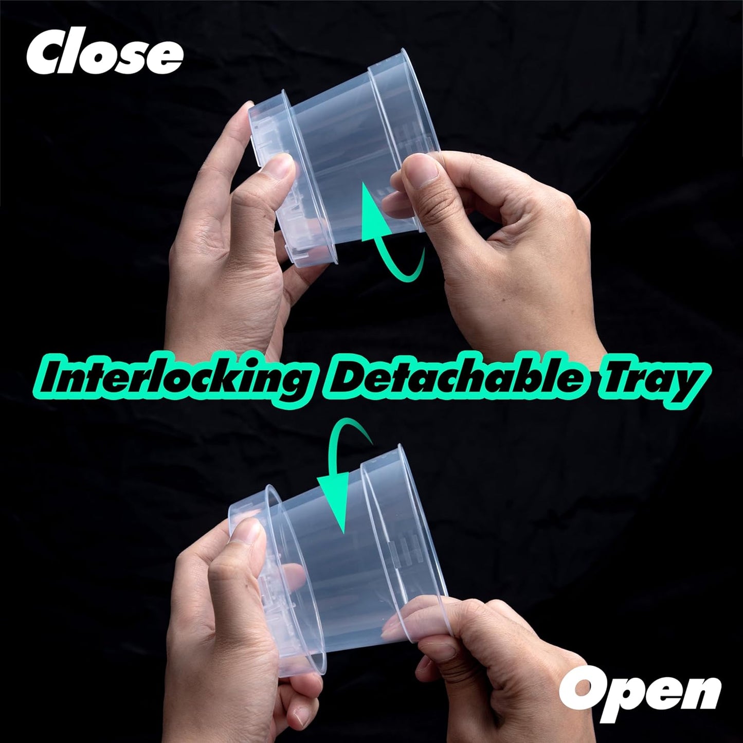 4 Inch Clear Plastic Plant Pot with Drainage Holes, Interlocking & Detachable Tray - Deep Saucer - Durable BPA-Free Plastic, Transparent Design, Raised Base for Airflow, Set of 6, 92-X-A-2