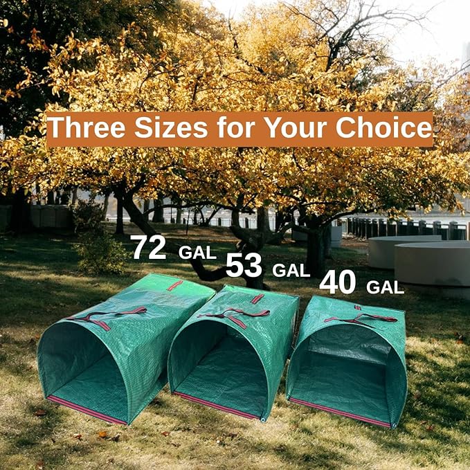 Leaf Collector Bags,Collapsible Yard Waste Bag 4-Pack,Large Yard Dustpan-Type Garden Bag,Reuseable Lawn and Leaf Bags,40 Gallons Garden Bags for Leaves Lawn Grass Clippings Parties,Laundry,Camping