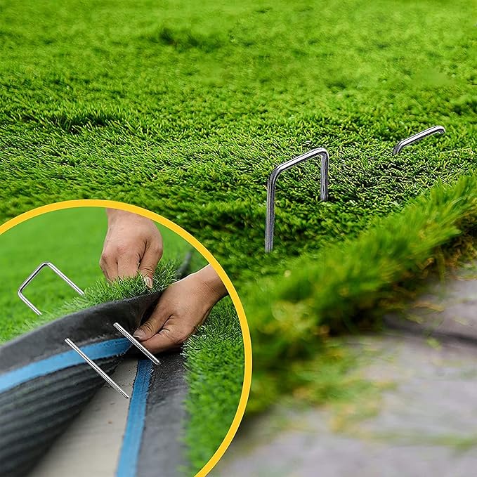 50pcs 6 Inch Garden Landscape Staples 11 Gauge Galvanized Lawn Stakes, Heavy Duty Sod Pins for Fences, Lawns, Weed Barriers, and Landscape Fabrics, Netting, Irrigation Hose, Floor Mats