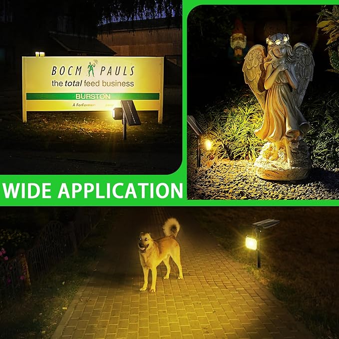 JSOT Solar Outdoor Lights - 4 Pack Solar Spot Lights Spotlights for Outside Landscape Lighting for Garden Tree Yard Pathway (Warm Light)