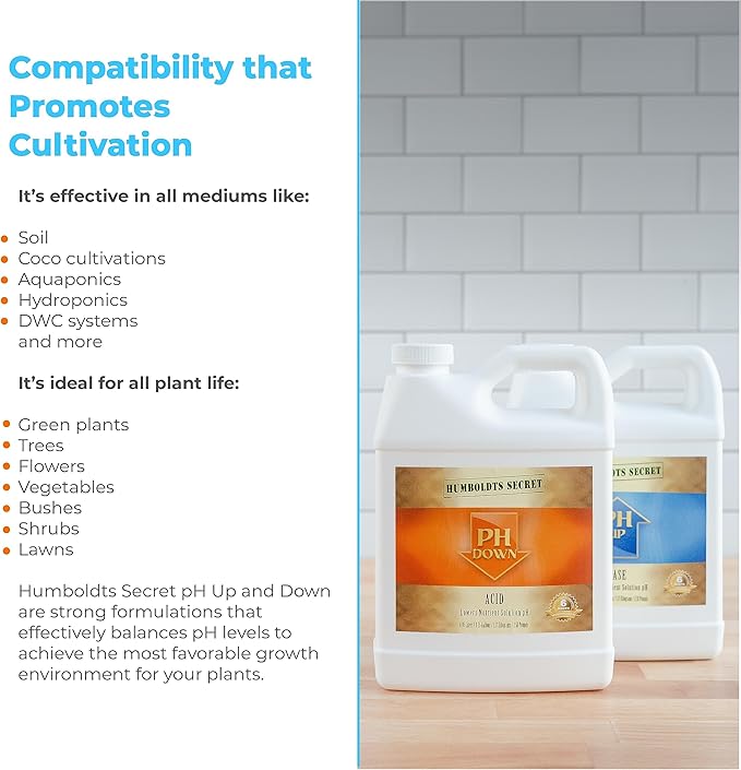 Humboldts Secret pH Up and pH Down Control Kit | Liquid pH Plant Balancer for Soil Gardening & Hydroponics Growing System | Optimal Nutrient Uptake for All Plants (2.5 Gallon)