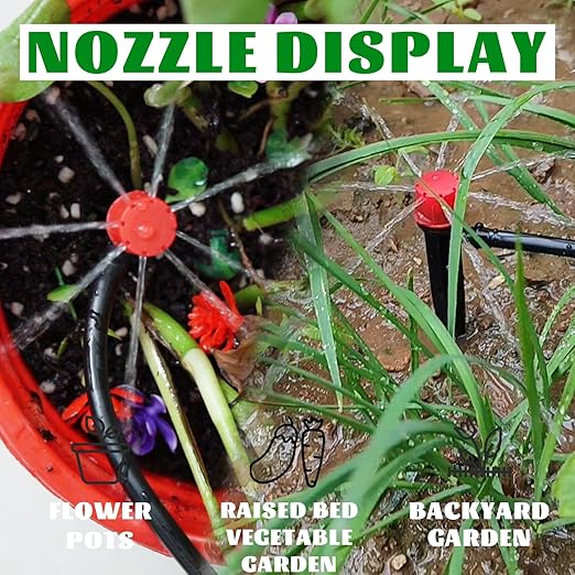 Drip Drop Irrigation System Kit, 50 Ft Automatic Drip Irrigation Kit for Watering Plant, Greenhouse Sprinkler System Kits, Patio Garden Sprinkler with 1/2in,1/4in Drip Irrigation Tubing