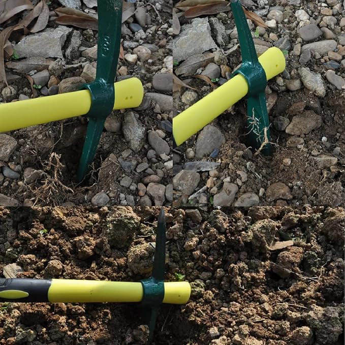 JANNO 2PCS 18Inch Pick Axe, Steel Forged Mattock Hoe, Premium Garden Pick with Fiberglass Handle Hoe Garden Tool for Digging, Flower Beds, Weeding, Gardening Loosening Soil, Digging, Camping