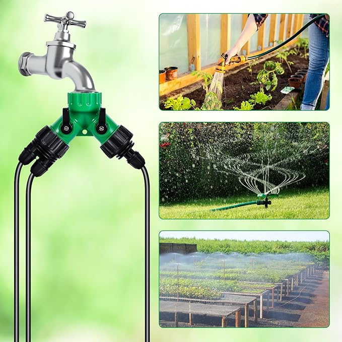 5 Pcs Hose Adapter Kit, Y Water Splitter 1-Way/2-Way Convert 3/4 Inch Female GHT to 1/4 Inch Irrigation Tubing Connectors, Garden Faucet Connectors for Irrigation Misting System