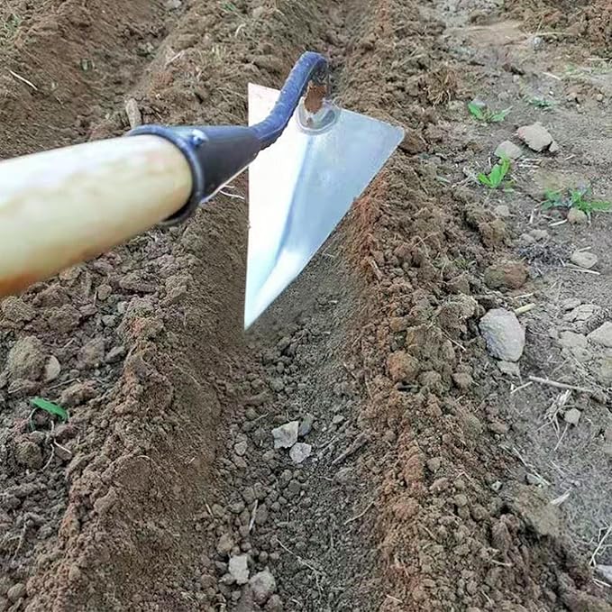 3 PCS Hoe Garden Tool Set, Hardened Hoe Garden Planting Hoe, Triangle Gardening Hoe with Sharp Blade, Hand Plow Hoe for Digging, Backyard Weeding, Loosing Soil