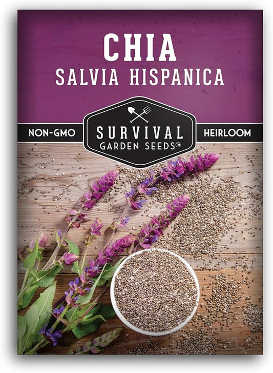 Mexican Chia Seed for Planting - 1 Packet with Instructions to Plant and Grow Mexican Chia in Your Home Vegetable Garden - Non-GMO Heirloom Variety - Survival Garden Seeds