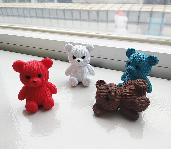 8Pcs Mini Resin Teddy Bear Figurines Cute Sweater Bears Desktop Ornaments Car Interior Decoration Garden FigurinesTiny Bear Statues Animals Sculpture Micro Landscape