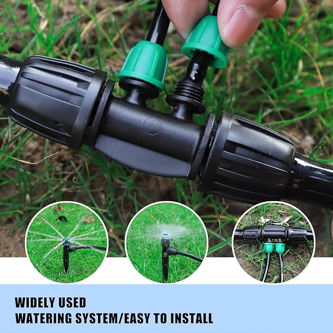 12 Pcs Lock Barbed Tee 1/2 inch Tubing to 1/4 Inch Tubing Irrigation Fittings for (1/2'' ID x 0.60''-0.63'' OD) ANTI-LEAK Locked Barbed Tee Connectors(12Pcs Lock Barbed Tee four Way)