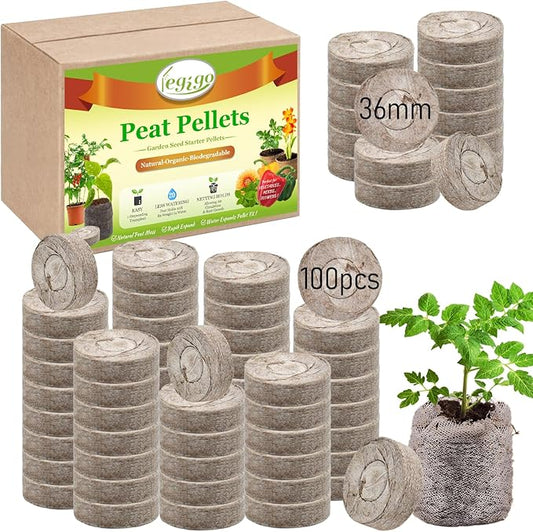 Legigo 100 Pcs 36mm Seed Starter Peat Pellets Pods for Seedlings- Compressed Seed Starting Pellets Seed Starter Pods Plugs Soil Peat Pods for Starting Seeds, Garden Planting Herb Flower Vegetables