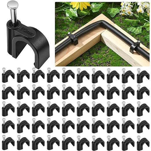 100 Pcs Drip Irrigation 1/2" and 5/8" Tubing Mounting Clips, Firm and Easy to Install, Drip Irrigation Kit Connector, Black
