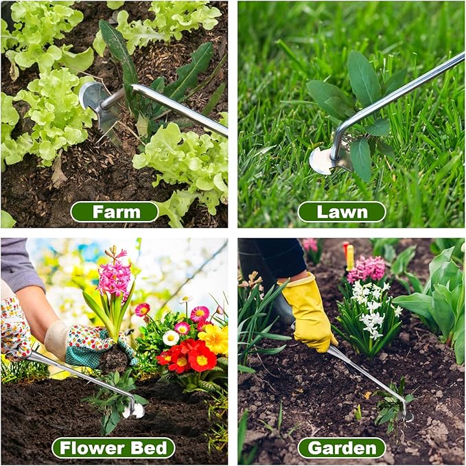 LANBOUY Weed Rake Puller Gardening Weed Garden Hand Weed Puller Tool, Yard Weed Puller Gardening Small Weeding Rake, for Lawn Farm Farming Remover Weed Puller