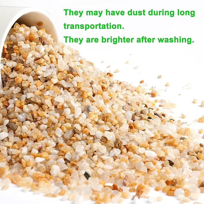 Coarse Golden Sand Stones, Boniosz 5lb Succulent and Cactus Bonsai Rocks Small Decorative Pebbles for Terrariums, Fairy Gardening, Top Dressing, and Houseplants