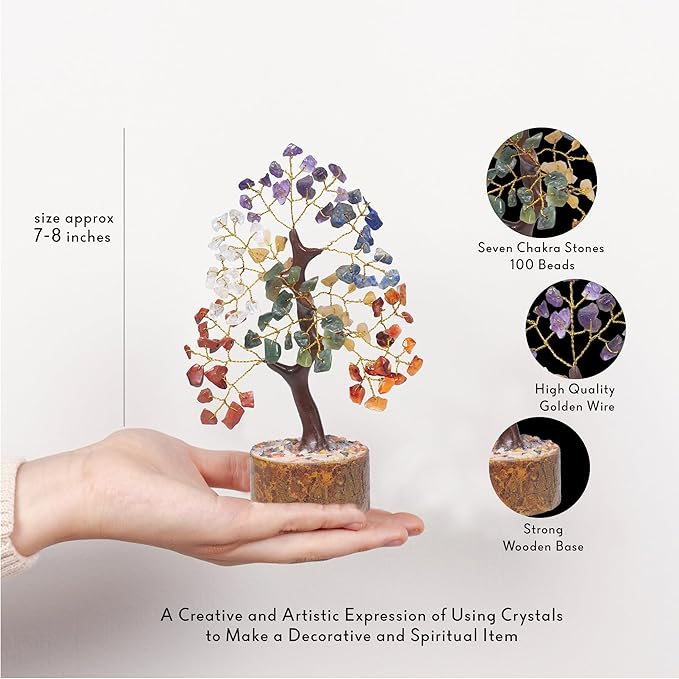 PYOR 7 Chakra Tree of Life, Crystal Tree, Crystals, Seven Chakra Tree, Stones and Crystals, Chakra Tree, Office Decor, Money Tree, Crystal Gifts, Feng Shui Decor, Crystal Tree for Positive Energy