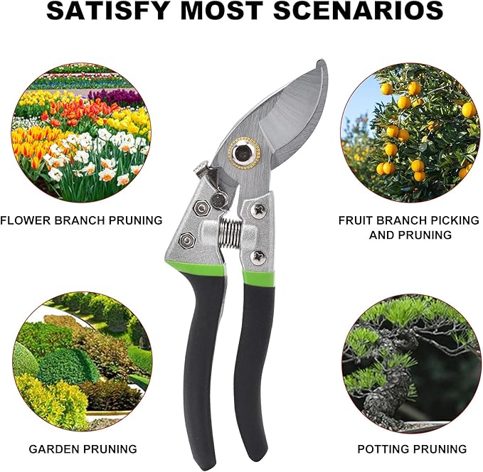 Pruning Shears for Gardening, Bonsai Cutters, Gardening Shears Heavy Duty, Cutting Shears Garden,Hedge Clippers, Rose Pruning Shears, Hand Clippers Gardening, Clippers For The Garden, (Green black)