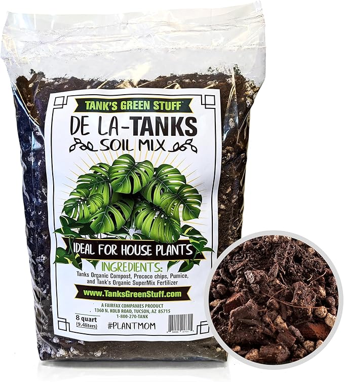 De La Tanks House Plant Mix 8 qt Bag - Premium Indoor Plant Soil Superior Indoor Potting Soil All-Purpose Potting Mix for Houseplants - Potting Soil for Indoor Plants All-Purpose Potting Mix