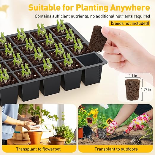 60 Pcs Square Seed Starter Plugs Hydroponic Sponges Grow Pods, Replacement Root Growth Cubes for Seeds or Cuttings Suitable for Growing System and Soil, Generally Planting Pods for Seedling Vegetable