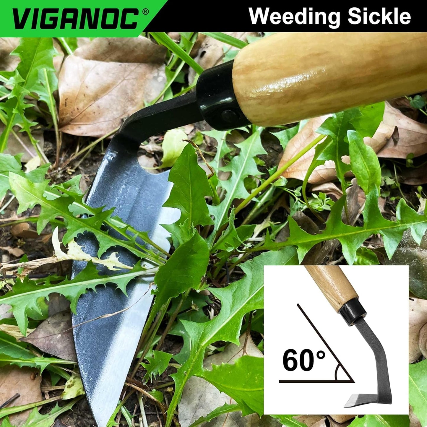 Japanese Wide Blade Garden Tool - Premium Quality Hand Hoes/Weeding Sickle is Very Sharp for Quick Work