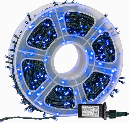 FUNPENY 164FT 500 LED Christmas Indoor Outdoor Decorative String Lights, 8 Modes Waterproof Plug in Green Wire LED Fairy Light for Christmas Party Wedding Garden Home Decoration (Blue)