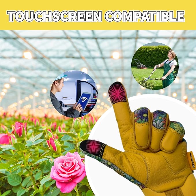 Thorn Proof&Puncture Resistant Gardening Gloves with Grip,Garden Gloves for Women, Leather Work Gloves,Gifts