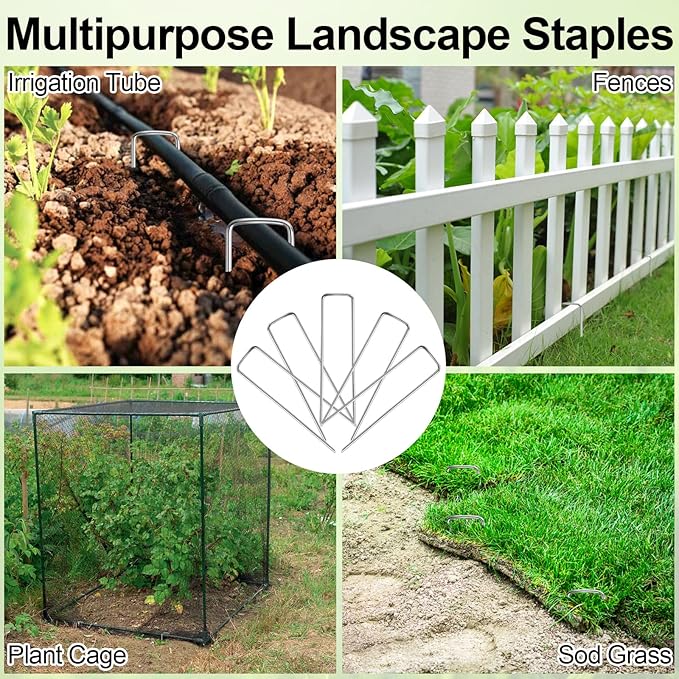24 Pack Garden Stakes, U-Shaped Tent Stakes, Galvanized Landscape Staples, Ground Stakes, for Landscaping Securing Weed Barrier Fabric, Irrigation Tubing, Holding Fence, Tarpaulin