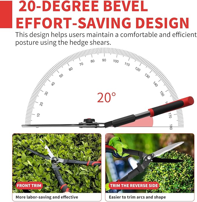 GARTOL Garden Hedge Shears & Clippers, Manual Hedge Trimmer with Comfort Grip Lightweight Handles, High Carbon Steel Bushes Cutter, Ideal for Trimming and Shaping Borders, Decorative Shrubs (23 Inch)