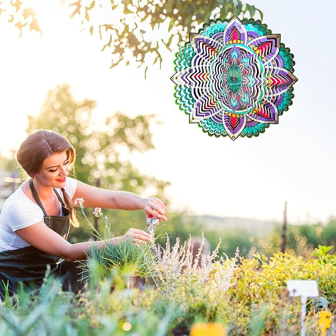 Wind Spinner for Yard and Garden,12in 3D Wind Spinner Mandala Purple Starlight,Wind Spinners Outdoor&Indoor Yard Art Decor,Christmas Decoration,Wind Sculpture Gift for Women/Mother/Men