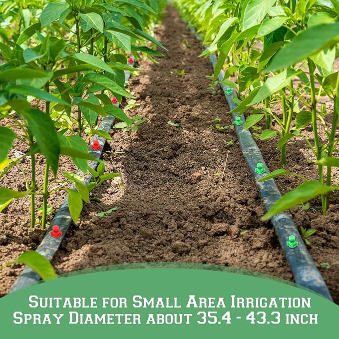 300 Pcs Misting Nozzle Sprayer 90/180/360 Degree Atomizing Micro Sprinklers Drip Ring Irrigation Emitters Sprinkler Nozzle Refraction Drip Emitters for Garden Agriculture Lawn