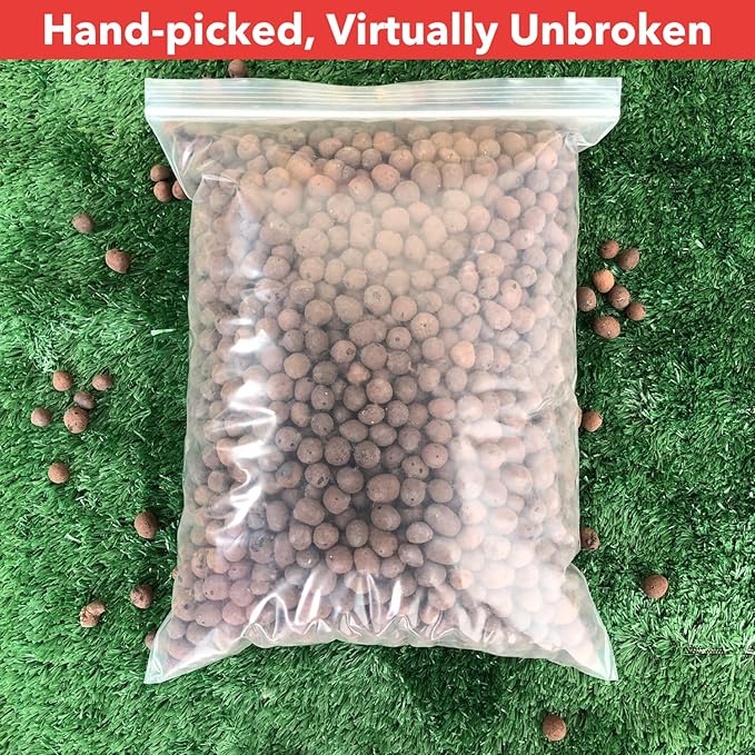 2Lbs Leca Expanded Clay Pebbles, 8-16mm Expanded Clay Aggregate, Natural Clay Pebbles for Hydroponic & Aquaponics Growing, Orchid Potting Mix, Hydroponics Supplies for Indoor Garden Plants