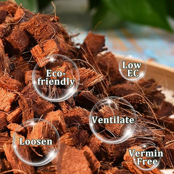 Coco Husk Chips Coconut Substrate for Garden Potting Soil Coconut Brick for Indoor Outdoor Flowers Plants Compressed Low EC Coco Husk Mulch for Garden Coconut Substrate for Reptiles