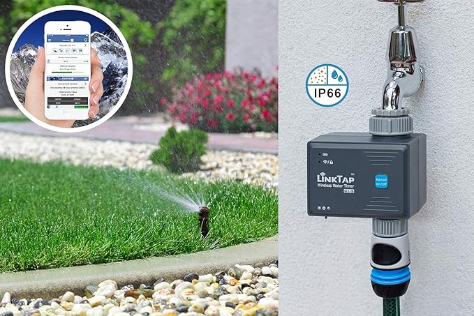 LinkTap G1S Wireless Water Timer (Requires Gateway), Smart Irrigation Hose Faucet Timer, Greater Range Than WiFi Sprinkler Timer, 2 Year Battery Life, Weather Aware, Alexa