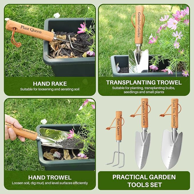 LEJIAJINW Gifts for Grandma Mothers Day Grandmother Gardening Gifts for Women Granny Gigi Nana Granny Birthday Gift, Gardening Hand Tools Set, from Grandkids Grandchildren