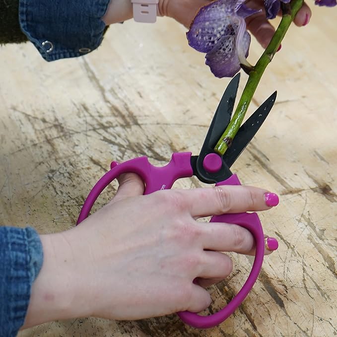 Meraki Flower Scissors/Garden Scissors with Black Carbon Steel Blades 7.6 inch, Color: Bougainvillea