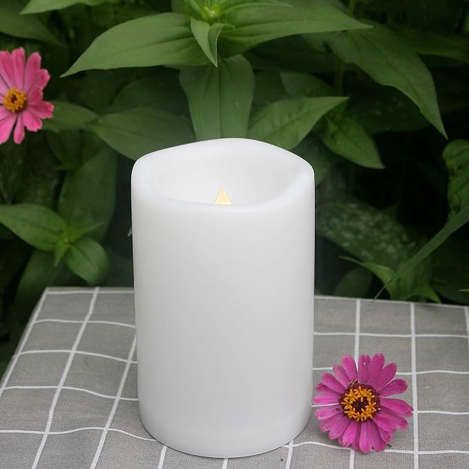 CANDLE CHOICE Waterproof Outdoor Flameless Candles with Remote Timer Large Realistic Flickering Battery Operated Electric LED Pillars Garden Patio Christmas Wedding Decorations 4”x6” 2 Pack