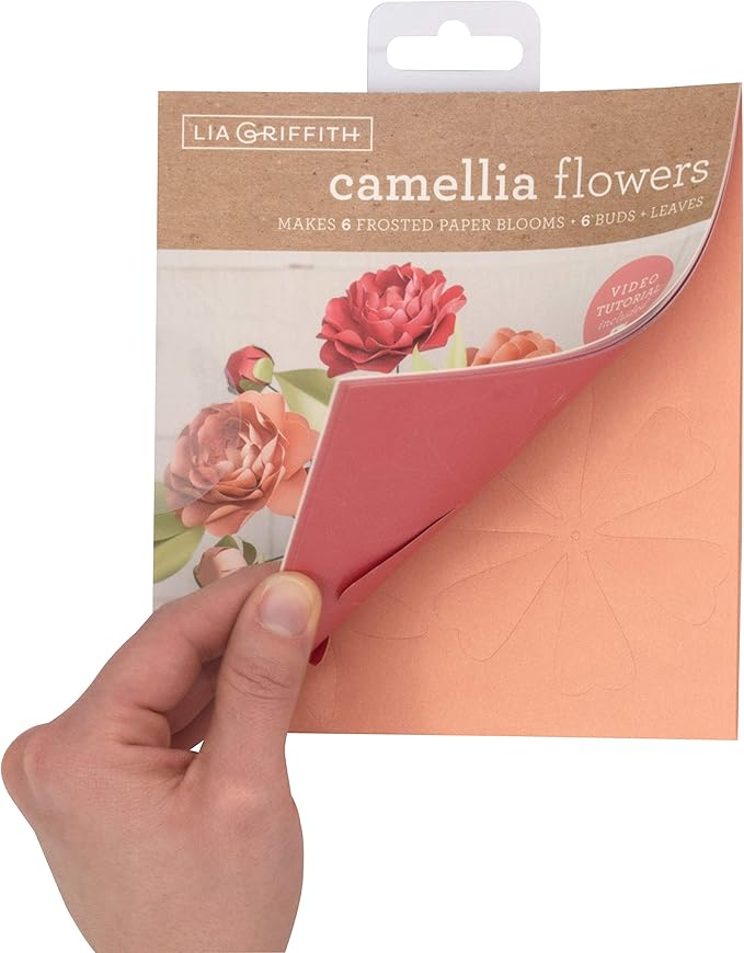 Lia Griffith Frosted Paper Blooms Camellia Flowers, 6" x 6.5", Colors May Vary 21 Count