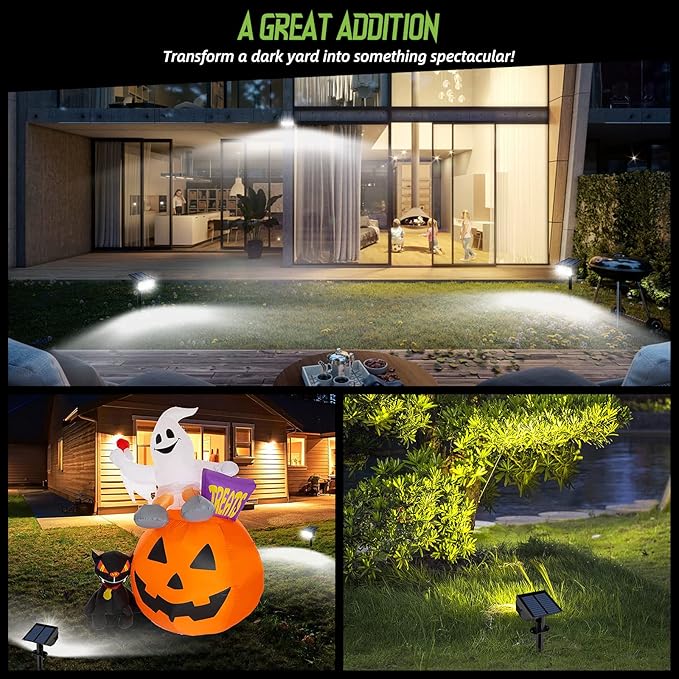 Solar Spot Lights Outdoor Landscape Lights, 50 LEDs Solar Spotlight Outdoor Auto On/Off with 3 Modes, IP67 Solar Outdoor Lights Waterproof Garden Light, 2-in-1 Solar Spotlight for Yard