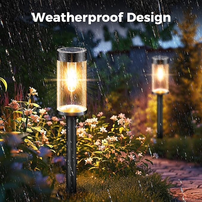 Woolmug Solar Pathway Lights, 6 Pack LED Solar Light Outdoor Waterproof, Auto On/Off Path Lights for Walkway Outside Yard Lawn Sidewalk(Warm White)
