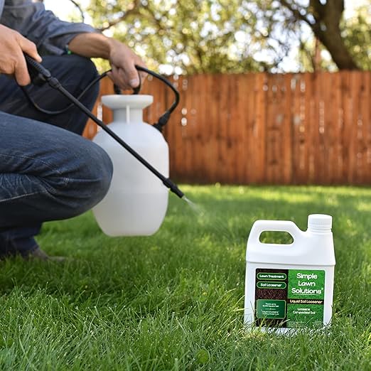 Liquid Soil Loosener- Soil Conditioner-Use alone or when Aerating with Mechanical Aerator or Core Aeration- Simple Lawn Solutions- Any Grass Type-Great for Compact Soils, Standing water, Poor Drainage