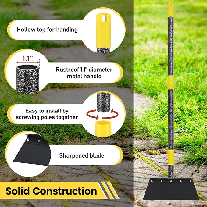 Garden Cleaning Shovel, Multifunctional Flat Shovel Floor Scraper Manual Weeder, 88" Long Handle Ice Chopper Snow Shovel Spade, Heavy Duty Garden Tool for Lawn Edging, Scraping, Ice Removal