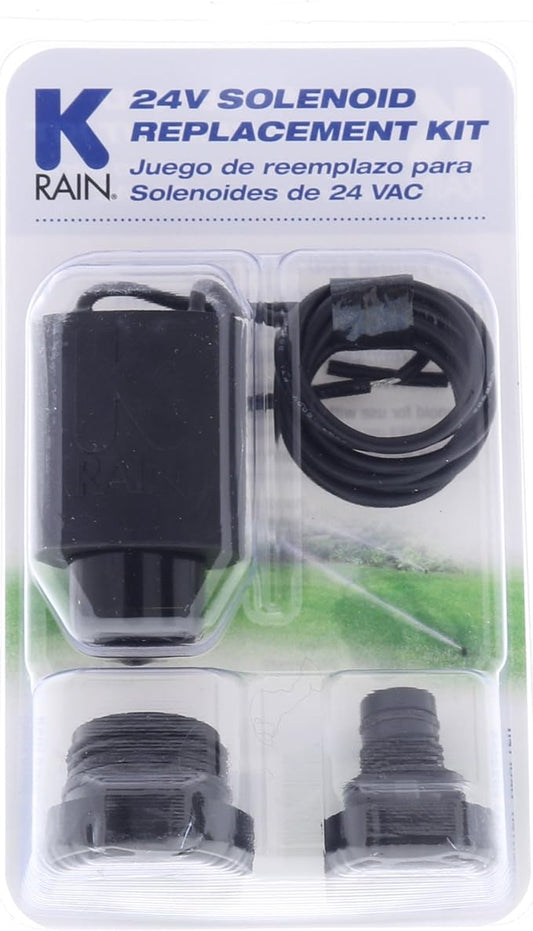 K Rain Replacement 24V Solenoid with Universal Adapters for Irrigation Electric Valves