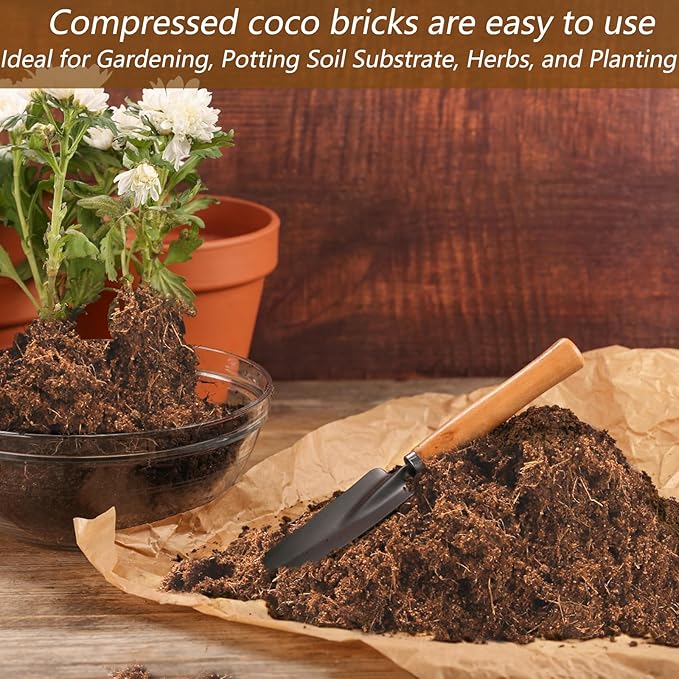 ZENFUN 12 Packs 17 lb Coco Coir Organic Brick for Plants, 100% Natural Coconut Coir Pith, Compressed Coco Bricks, Coco Fiber for Soilless Gardening, High Nutrition Coconut Soil Coco Fiber