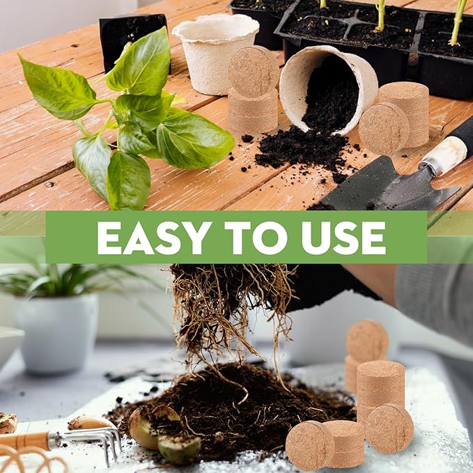 Sasylvia 500 Pcs (30mm) Compressed Coconut Coir Fiber Potting Soil Expanding Organic Coconut Coir Pellet Fiber Soil for Potted Plants, Succulents, Agricultural Cultivation, Home Planting