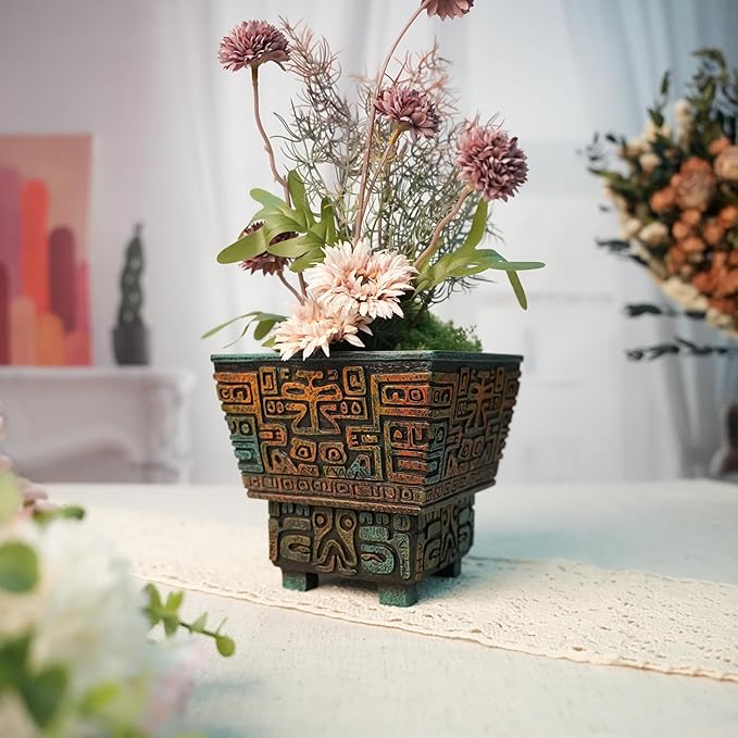 Mystic Butterfly Self Watering Pots for Indoor Plants, Resin 6 Inch Plant Pot, Boho Flower Pots with Drainage Unique Planters for Outdoor Plants with Hidden Safe Pen Holder for Desk Home Decor