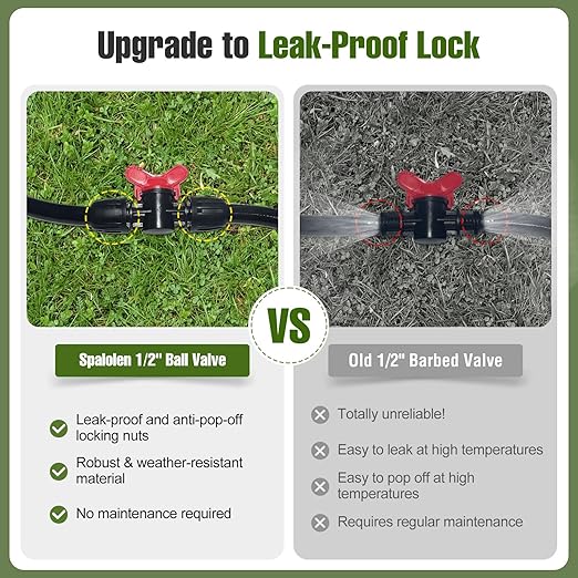 5 Pack 1/2 Inch Drip Irrigation Fittings Shut Off Valve for 1/2 Inch Drip Irrigation Tubing (1/2" ID x 0.60"-0.65" OD), Anti-Leak 1/2'' Drip Line Barbed Ball Valve Coupling Valve for Most 1/2" Tubing