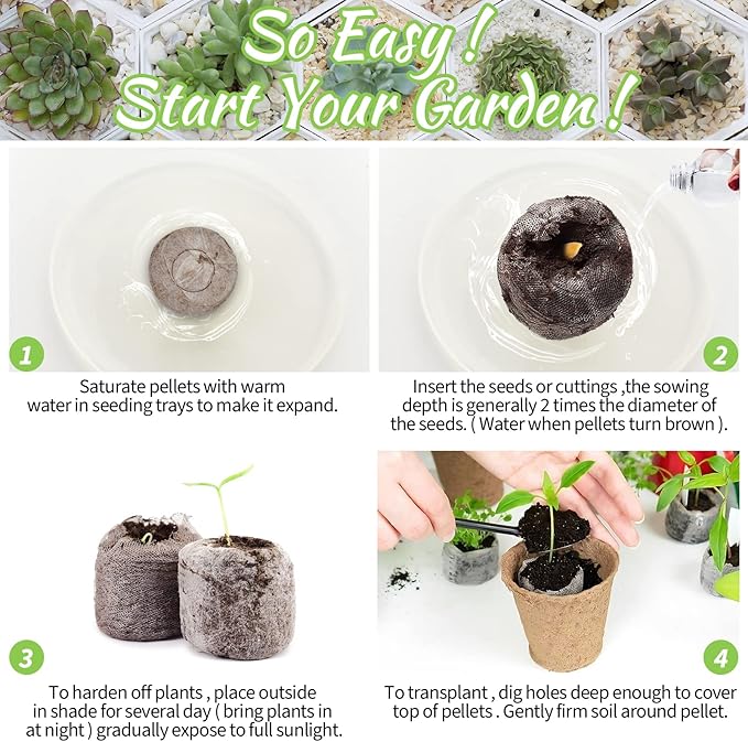 Legigo 200 Pcs 30mm Seed Starter Peat Pellets Pods for Seedlings- Compressed Seed Starting Pellets Seed Starter Pods Plugs Soil Peat Pods for Starting Seeds, Garden Planting Herb Flower Vegetables