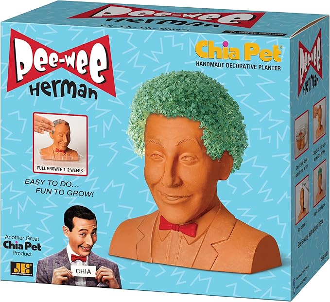 Chia Pet Pee-Wee Herman with Seed Pack, Decorative Pottery Planter, Easy to Do and Fun to Grow, Novelty Gift, Perfect for Any Occasion